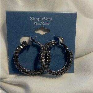 Simply Vera Vera Wang Black Textured Hoop Earrings